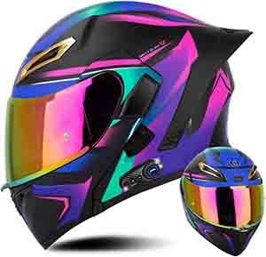 Bluetooth Motorcycle Helmet with Tail, Motocross Flip up Front Helmet-min